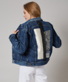 Custom vintage denim jacket - Lee, Levi, Wrangler, Diesel or similar, with sequins and wool collage on back.