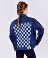 Customised Vintage Denim Jacket with salvaged denim weave across back - jacket is Lee, Levi, Wrangler, Diesel or similar.