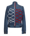 Custom vintage denim jacket - Lee, Levi, Wrangler, Diesel or similar, with braid swirls design on back.